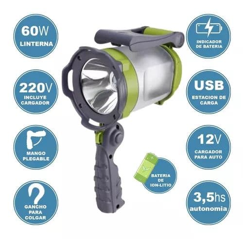 Linterna Led y Luz de Camping Recargable Atomlux (60SN) 50% OFF