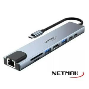 Hub Adaptador 8en1 Tipo-C Netmak (NM-8EN1)