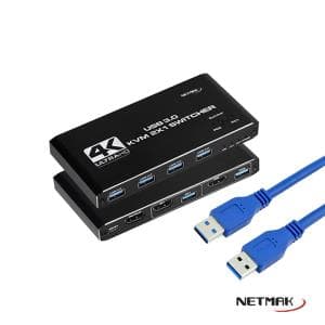 Switch KVM 2Puertos Hdmi Udb 4K Netmak (NM-KVM2)