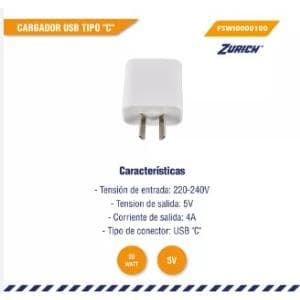 Cargador Usb-C 5v 20w Zurich (FSWI0000100)
