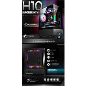 Gabinete Sentey H10 TG Vidrio Templado Frontal y Lateral Negro (6100-ARGB-SFBLACK)