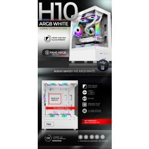 Gabinete Sentey H10 TG Vidrio Templado Frontal y Lateral Blanco (6100-ARGB-SFWHITE)