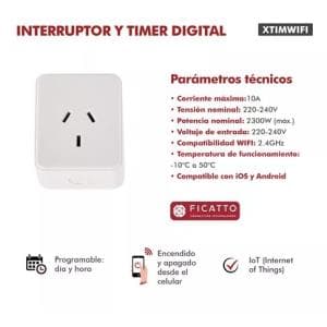 Interruptor y Timer Programable Inalambrico Ficatto (XTIMWIFI)