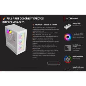 Gabinete Gamer Sentey M40 White Vidrio Templado/Lat/Front 4Fan ARGB (M40WHT-SF)