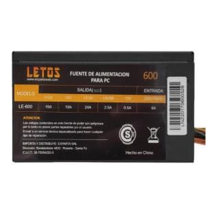 Fuente Letos 600W 1x24 Pin (LE-600)