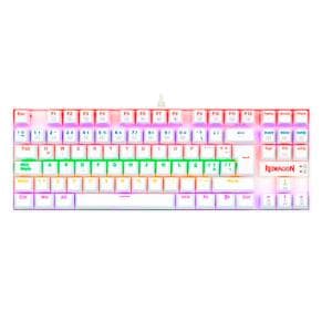 Teclado USB Gamer Mecanico Redragon K552 Kumara Blanco RGB (K552WRGB-1R-SP) Switch Blanco Rojo