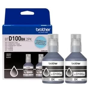 Botella Tinta Brother X 2 108 Ml Negra BTD100BK 2PK