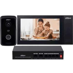 Kit Camara + Portero Visor IP + Switch 6 Puertos Dahua (DHI-KTP02)